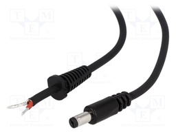 Cable; wires,DC 5,5/1,7 plug; straight; 1mm2; black; 1.5m