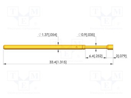 Test needle; Spring compression: 4.3mm; 6.35mm; CuBe; gold-plated
