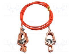Ground/earth cable; both sides,aligator clip; Len: 1.5m; orange
