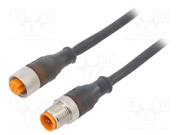 Cable: for sensors/automation; PIN: 5; M12-M12; 5m; plug; plug; 60V