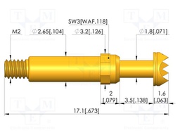 Test needle; Spring compression: 2.8mm; 3.5mm; 30A; CuBe; Ø: 3.5mm