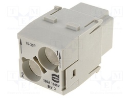 Connector: HAN; module; female; Han Modular 100A; PIN: 2; 100A; 3um