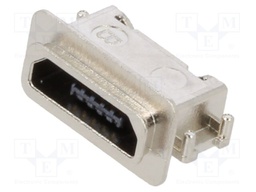 Socket; USB B micro; SMT; PIN: 5; horizontal; USB 2.0; IP67; 1.8A
