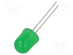 LED; green; 10mm; 1120mcd; 180°; Front: convex; 3÷5VDC; No.of term: 2
