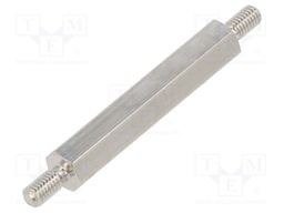 Screwed spacer sleeve; 30mm; Ext.thread: M3; hexagonal; brass