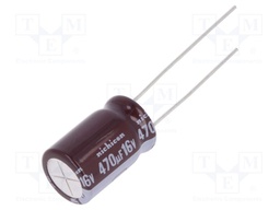 Capacitor: electrolytic; low impedance; THT; 470uF; 16VDC; ±20%