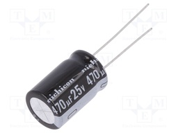 Capacitor: electrolytic; THT; 470uF; 25VDC; Ø12.5x20mm; Pitch: 5mm