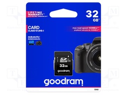 Memory card; SD HC; 32GB; Read: 100MB/s; Write: 10MB/s; UHS I