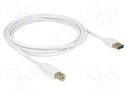 Cable; USB 2.0; USB A plug double sided,USB B plug; 2m; white