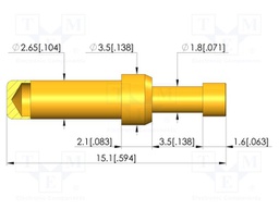 Test needle; Spring compression: 2.8mm; 3.5mm; 5A; brass; Ø: 2.3mm