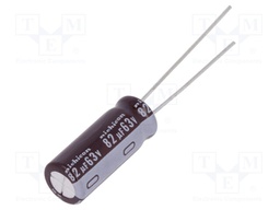 Capacitor: electrolytic; low impedance; THT; 82uF; 63VDC; Ø8x20mm