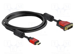 Cable; DVI-D (24+1) plug,HDMI plug; Len: 2m; black; 28AWG; Core: Cu