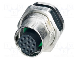 Connector: M12; socket; PIN: 12; female; 30V; straight; THT; A code