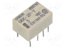 Relay: electromagnetic; DPDT; Ucoil: 3VDC; 0.3A/125VAC; 1A/30VDC