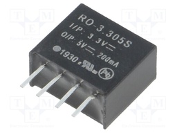 Converter: DC/DC; 1W; Uin: 2.97÷3.63V; Uout: 5VDC; Iout: 200mA; SIP4