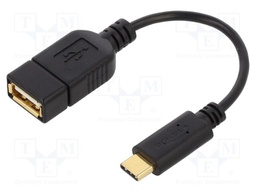Cable; USB 2.0; USB A socket,USB C plug; 0.15m; black; 480Mbps