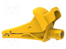 Crocodile clip; 20A; yellow; Grip capac: max.25mm; 1.5kV