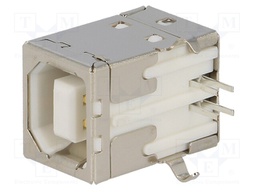 Socket; USB B; on PCBs; THT; PIN: 4; angled 90°; USB 2.0; white