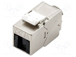 RJ45 module; Keystone; silver; Cat: 6a; on cable; RJ45 socket; 8p8c