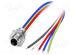 Connector: M12; socket; PIN: 5; male; straight; cables; 1m; 4+PE