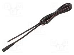 Cable; wires,DC 5,5/2,1 socket; straight; 0.75mm2; black; 3m