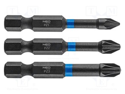 Kit: screwdriver bits; Pozidriv®; impact; 1/4"; 3pcs.