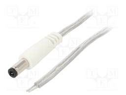 Cable; wires,DC 5,5/2,5 plug; straight; 0.5mm2; transparent; 5m