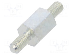 Screwed spacer sleeve; 10mm; Ext.thread: M4; hexagonal; steel