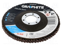 Flap grinding wheels; Ø: 115mm; Øhole: 22.2mm; Granularity: 36