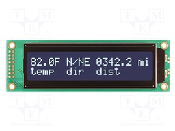 Display: LCD; FSTN Negative; 20x2; blue; 116x37mm; LED; 5V