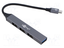 Hub USB; USB A socket x4,USB C plug; USB 2.0,USB 3.2; PnP; grey