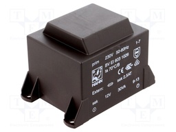 Transformer: encapsulated; 30VA; 230VAC; 12V; 2500mA; Mounting: PCB