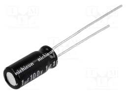 Capacitor: electrolytic; bipolar; THT; 1uF; 100VDC; Ø5x11mm; ±20%