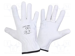 Protective gloves; Size: 11; white; natural leather; tag