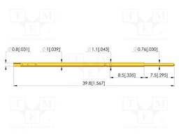 Test needle; Spring compression: 5.5mm; 7.5mm; 3A; CuBe; Ø: 0.8mm