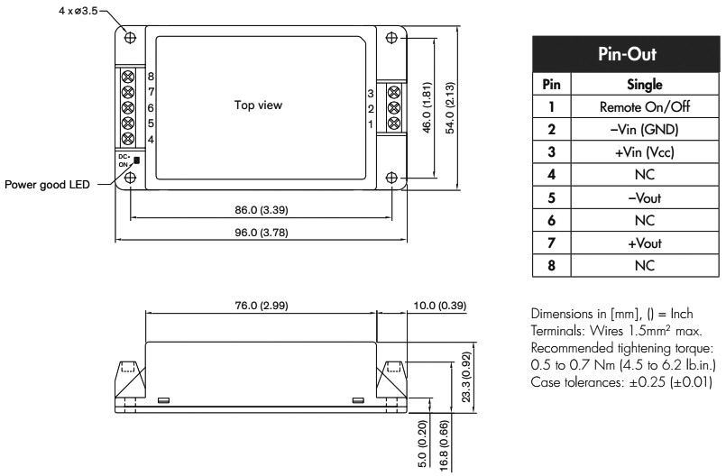 Converter: DC/DC; 20W; Uin: 18÷75V; Uout: 48VDC; Iout: 420mA; 107g