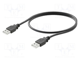 Cable; USB A plug,both sides; gold-plated; 0.5m; black; IP20; PVC