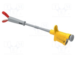 Clip-on probe; crocodile; 6A; yellow; Contacts: brass; 4mm; L: 177mm