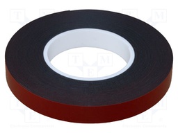 Tape: fixing; W: 19mm; L: 33m; Thk: 0.6mm; black; max.120°C; 26N/cm