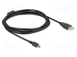 Cable; USB 2.0; USB A plug,USB B mini plug; 1.5m; black; 480Mbps