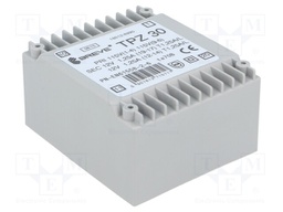 Transformer: mains; 30VA; 115VAC; 12V; 12V; 1.25A; Mounting: PCB