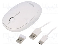 Optical mouse; white; USB A; wireless,Bluetooth 4.0; 10m