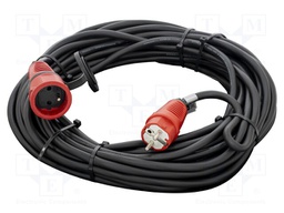 Extension lead; Sockets: 1; rubber; black; 3x2,5mm2; 20m; 16A