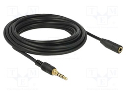 Cable; Jack 3.5mm 3pin socket,Jack 3,5mm 4pin plug; 5m; black
