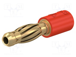 Adapter; 4mm banana; 25A; 30VAC; 60VDC; red; gold-plated; 24.5mm