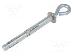 Hook; ring,with a anchor; steel; zinc; Thread len: 1220mm