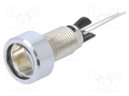 Indicator: LED; flat; Cutout: Ø8mm; for PCB; brass; ØLED: 5mm