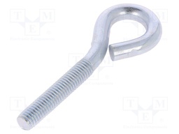 Hook; ring; steel; zinc; Thread len: 40mm; Overall len: 80mm