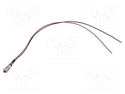 Indicator: LED; prominent; red; 2VDC; Ø8mm; MPC; leads 300mm; metal