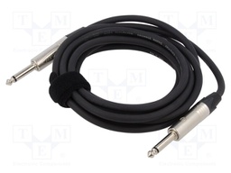 Cable; Jack 6,3mm 2pin plug,both sides; 3m; black; Øcable: 6mm